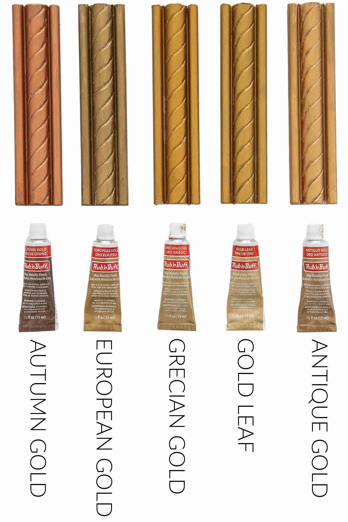 Rub 'n Buff colors - five golds